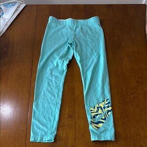 Nike Aqua Kids Leggings with Yellow Zebra Print